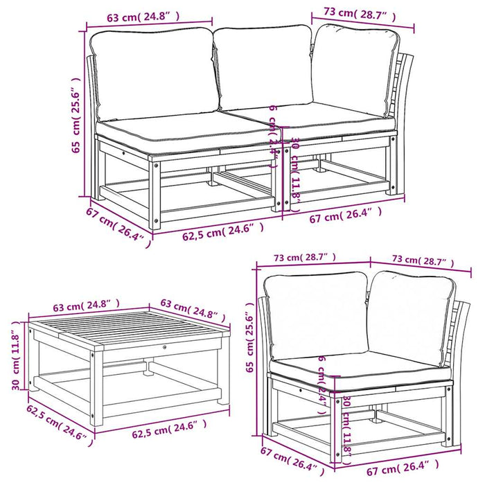 Set mobilier grădină cu perne, 6 piese, lemn masiv acacia WALTI