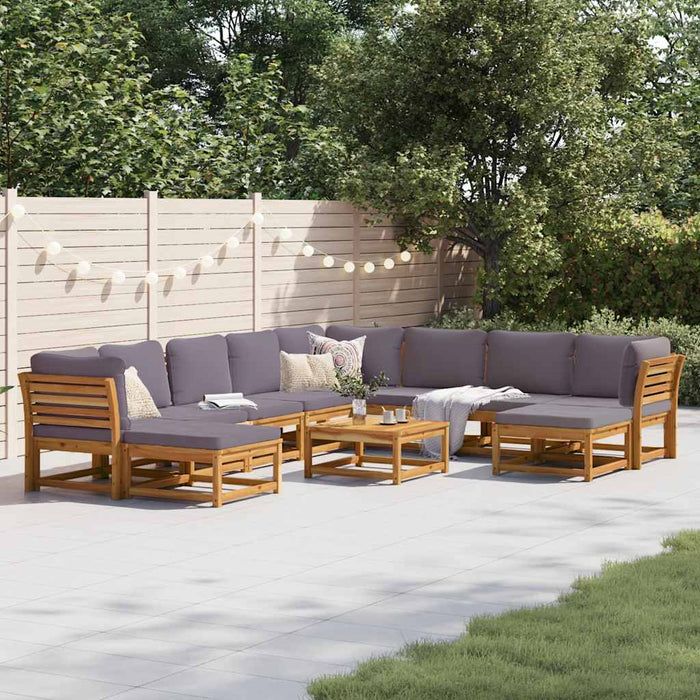 Set mobilier grădină cu perne, 11 piese, lemn masiv acacia WALTI