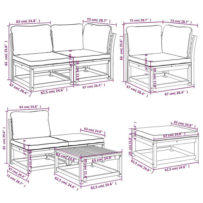 Set mobilier grădină cu perne, 7 piese, lemn masiv acacia WALTI