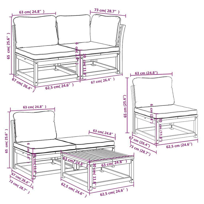 Set mobilier grădină cu perne, 6 piese, lemn masiv acacia WALTI