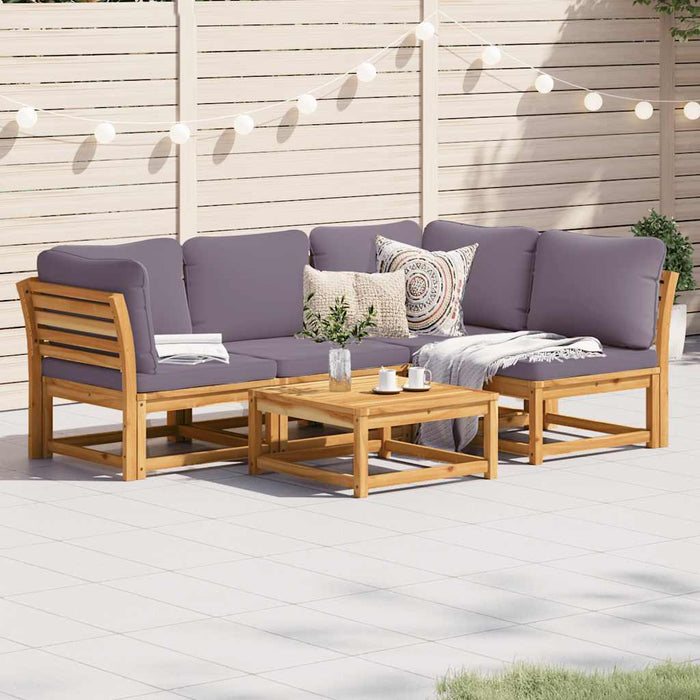 Set mobilier de grădină cu perne, 5 buc., lemn masiv acacia WALTI