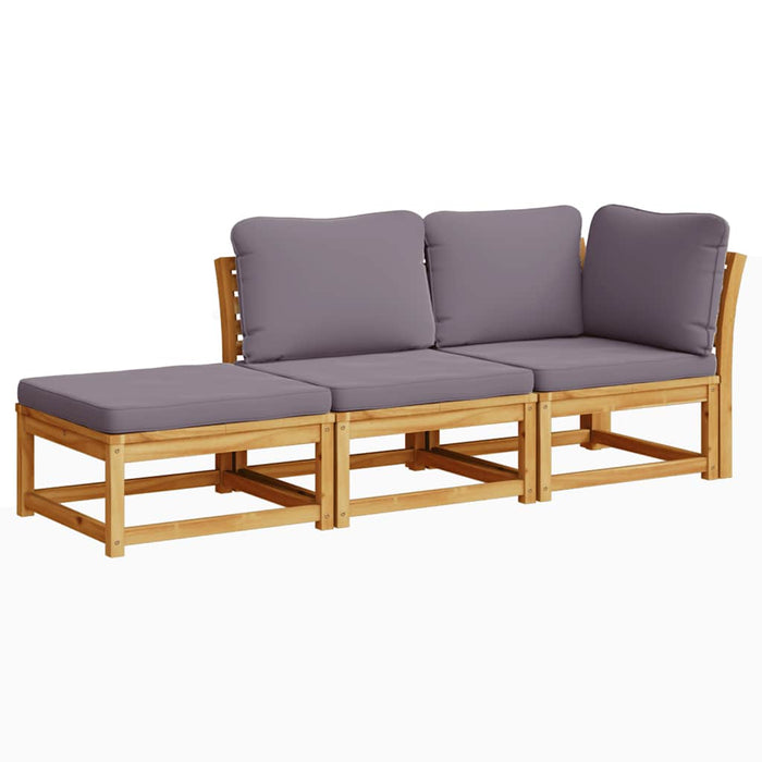 Set mobilier de grădină cu perne, 3 piese, lemn masiv acacia WALTI