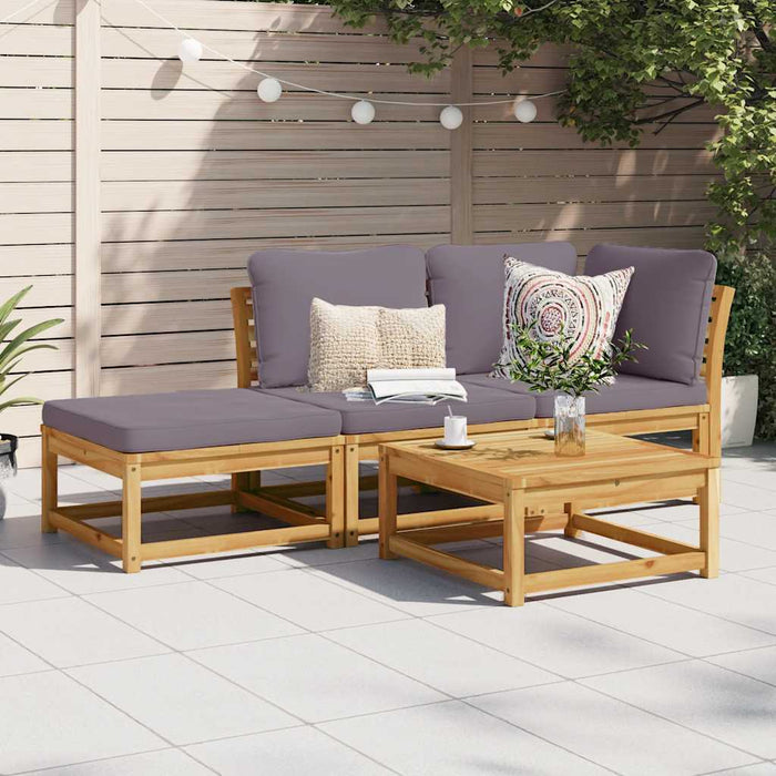 Set mobilier de grădină cu perne, 3 piese, lemn masiv acacia WALTI
