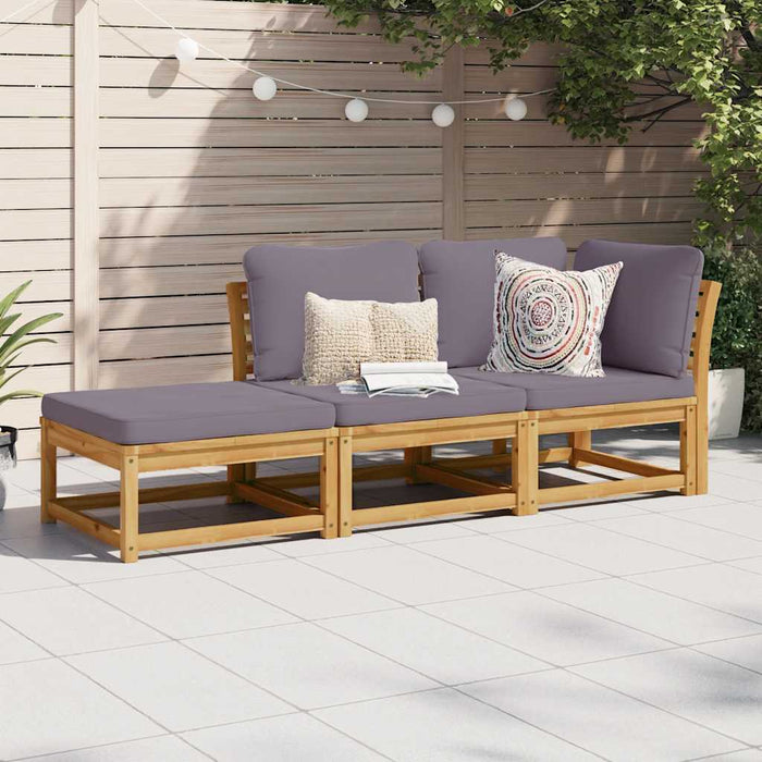 Set mobilier de grădină cu perne, 3 piese, lemn masiv acacia WALTI