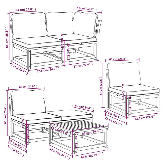 Set mobilier grădină cu perne, 8 piese, lemn masiv acacia WALTI