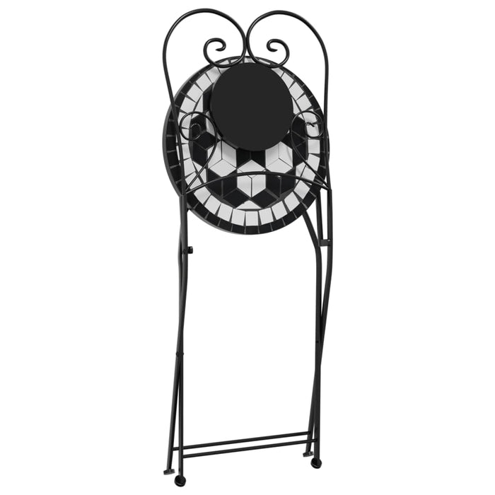 Masă de bistro cu mozaic, negru și alb, fier și ceramică - WALTI WALTI