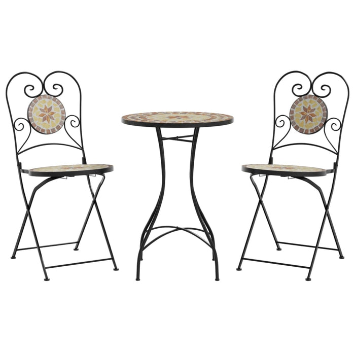 Set de bistro cu mozaic, cărămiziu și alb, fier și ceramică - WALTI WALTI