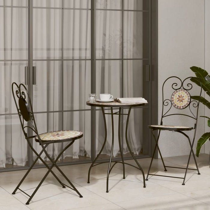 Set de bistro cu mozaic, cărămiziu și alb, fier și ceramică - WALTI WALTI