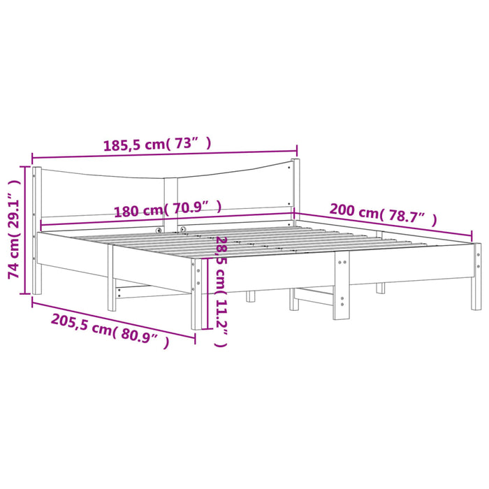 Cadru de pat fără saltea, alb, 180x200 cm, lemn masiv pin - WALTI WALTI