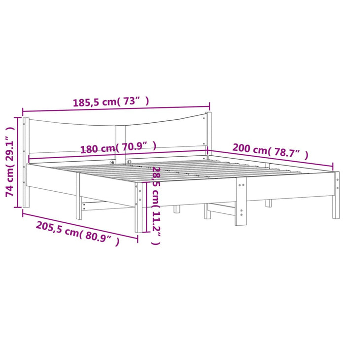 Cadru de pat fără saltea, maro ceruit 180x200 cm lemn masiv pin - WALTI WALTI