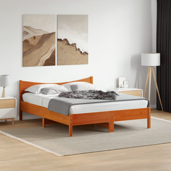 Cadru de pat fără saltea, maro ceruit 150x200 cm lemn masiv pin - WALTI WALTI