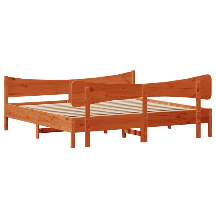 Cadru de pat fără saltea, maro ceruit 200x200 cm lemn masiv pin - WALTI WALTI