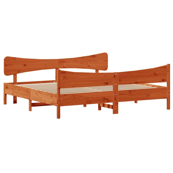 Cadru de pat fără saltea, maro ceruit 180x200 cm lemn masiv pin WALTI
