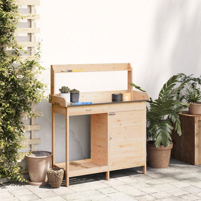 Masă de plantare cu dulap, 110,5x45x124,5 cm lemn masiv brad - WALTI WALTI