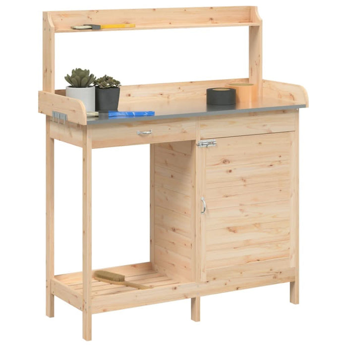Masă de plantare cu dulap, 110,5x45x124,5 cm lemn masiv brad - WALTI WALTI