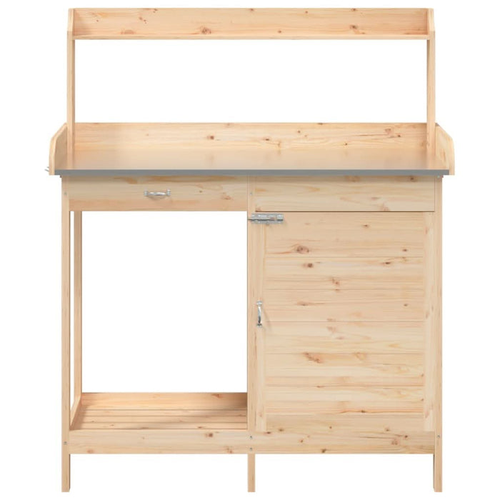 Masă de plantare cu dulap, 110,5x45x124,5 cm lemn masiv brad - WALTI WALTI