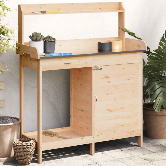Masă de plantare cu dulap, 110,5x45x124,5 cm lemn masiv brad - WALTI WALTI