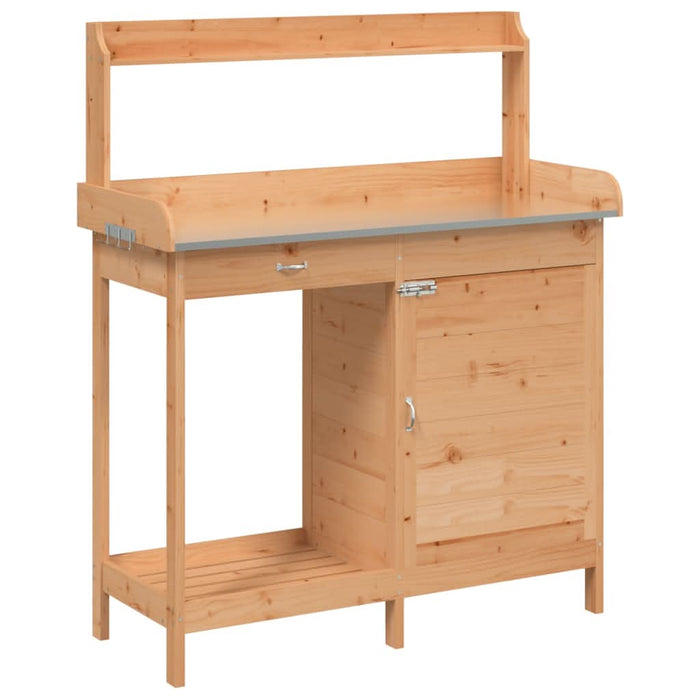 Masă plantare cu dulap, maro, 110,5x45x124,5 cm lemn masiv brad - WALTI WALTI