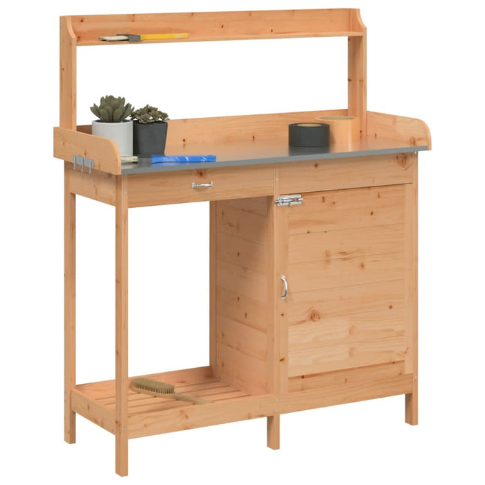 Masă plantare cu dulap, maro, 110,5x45x124,5 cm lemn masiv brad - WALTI WALTI