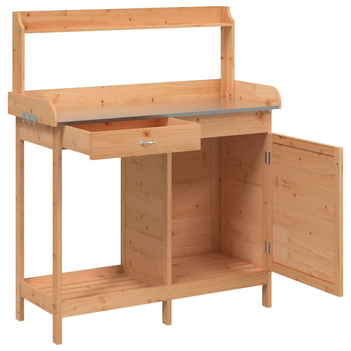 Masă plantare cu dulap, maro, 110,5x45x124,5 cm lemn masiv brad - WALTI WALTI
