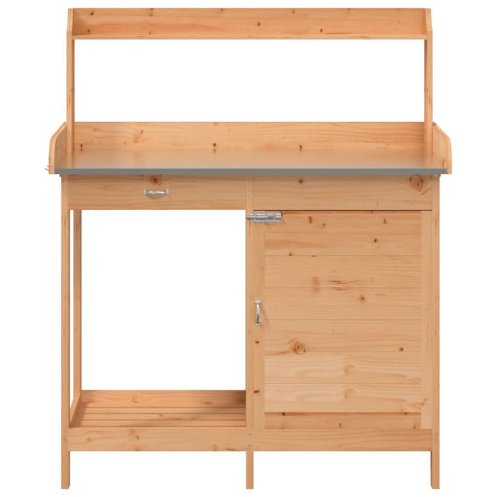 Masă plantare cu dulap, maro, 110,5x45x124,5 cm lemn masiv brad - WALTI WALTI