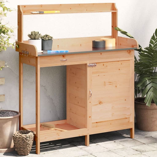 Masă plantare cu dulap, maro, 110,5x45x124,5 cm lemn masiv brad - WALTI WALTI