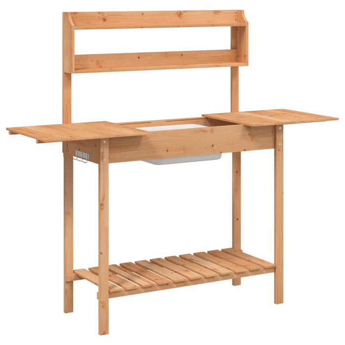 Masă plantare cu chiuvetă maro 147,5x44x139,5cm lemn masiv brad - WALTI WALTI