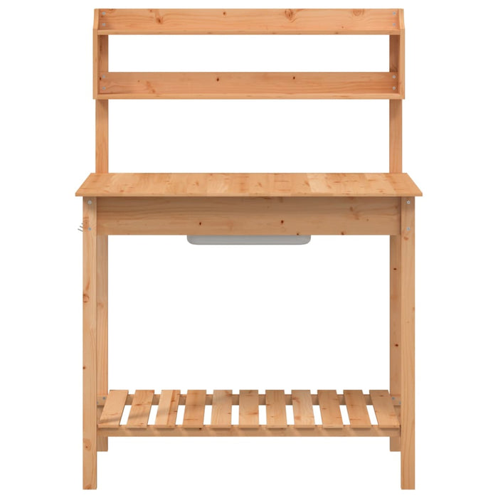 Masă plantare cu chiuvetă maro 147,5x44x139,5cm lemn masiv brad - WALTI WALTI