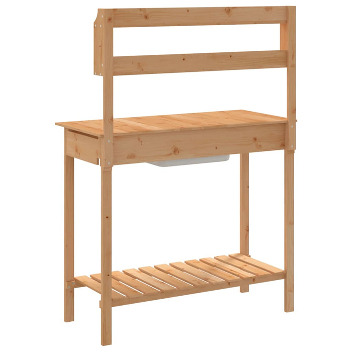 Masă plantare cu chiuvetă maro 147,5x44x139,5cm lemn masiv brad - WALTI WALTI