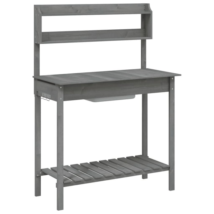 Masă plantare cu chiuvetă gri 147,5x44x139,5cm lemn masiv brad - WALTI WALTI