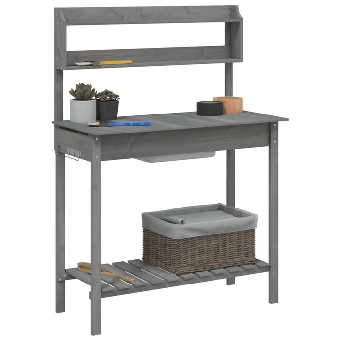 Masă plantare cu chiuvetă gri 147,5x44x139,5cm lemn masiv brad - WALTI WALTI