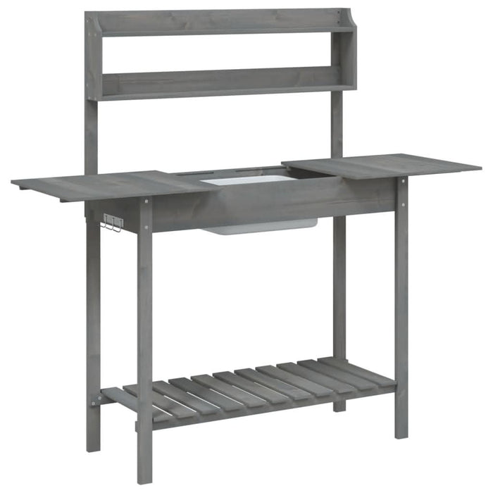 Masă plantare cu chiuvetă gri 147,5x44x139,5cm lemn masiv brad - WALTI WALTI