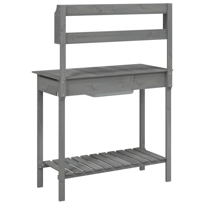 Masă plantare cu chiuvetă gri 147,5x44x139,5cm lemn masiv brad - WALTI WALTI