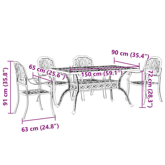 Set mobilier de grădină, 5 piese, bronz, aluminiu turnat - WALTI WALTI