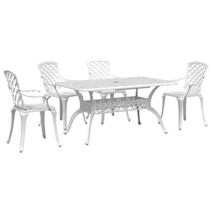 Set mobilier de grădină, 5 piese, alb, aluminiu turnat WALTI