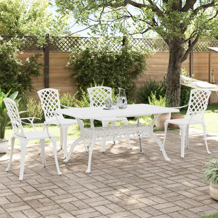 Set mobilier de grădină, 5 piese, alb, aluminiu turnat WALTI