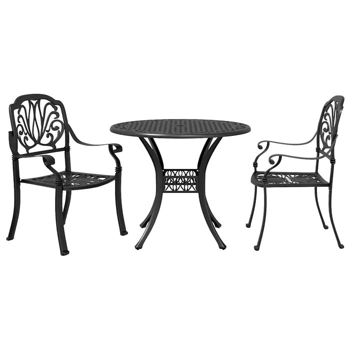 Set mobilier bistro, 3 piese, negru, aluminiu turnat - WALTI WALTI