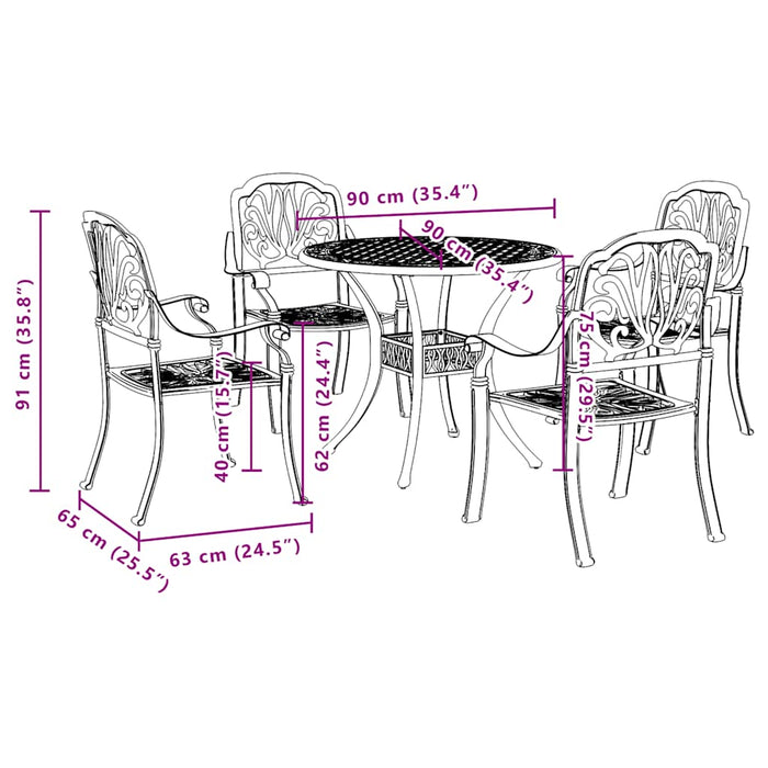 Set mobilier de grădină, 5 piese, negru, aluminiu turnat - WALTI WALTI