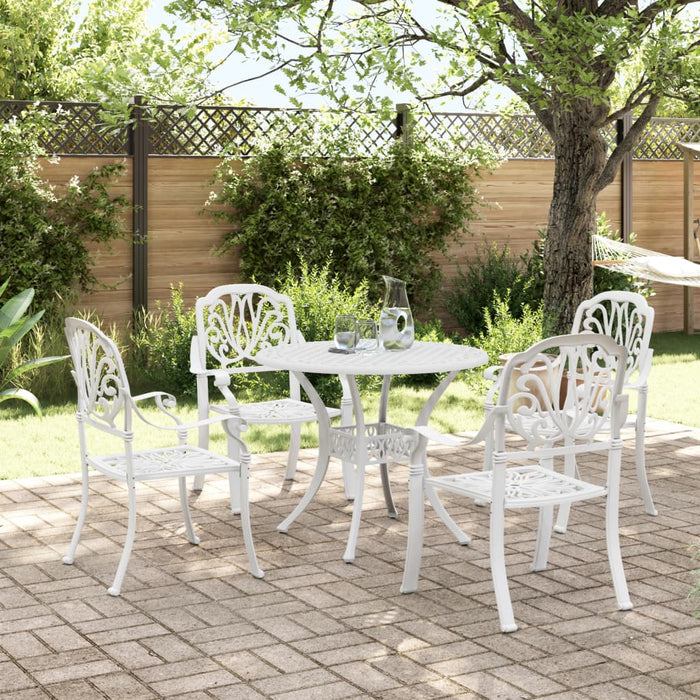 Set mobilier de grădină, 5 piese, alb, aluminiu turnat WALTI