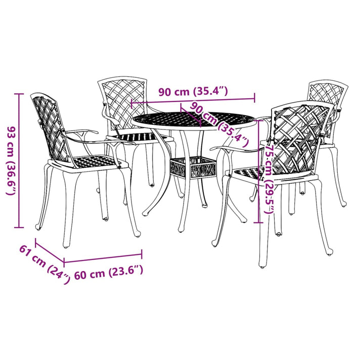 Set mobilier de grădină, 5 piese, bronz, aluminiu turnat - WALTI WALTI