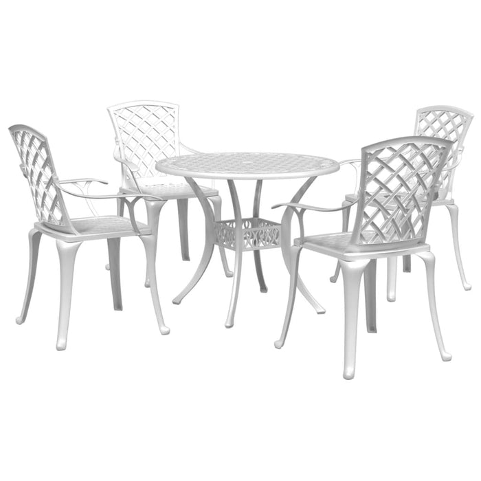 Set mobilier de grădină, 5 piese, alb, aluminiu turnat WALTI