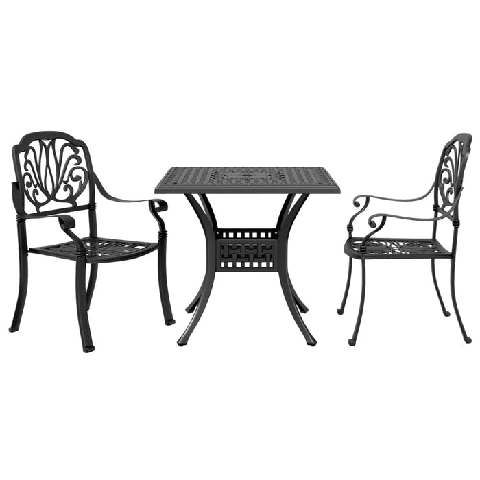 Set mobilier bistro, 3 piese, negru, aluminiu turnat WALTI