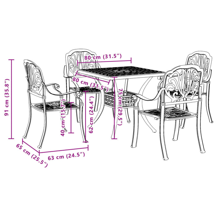 Set mobilier de grădină, 5 piese, bronz, aluminiu turnat - WALTI WALTI