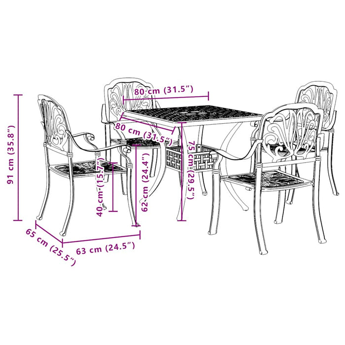 Set mobilier de grădină, 5 piese, negru, aluminiu turnat - WALTI WALTI