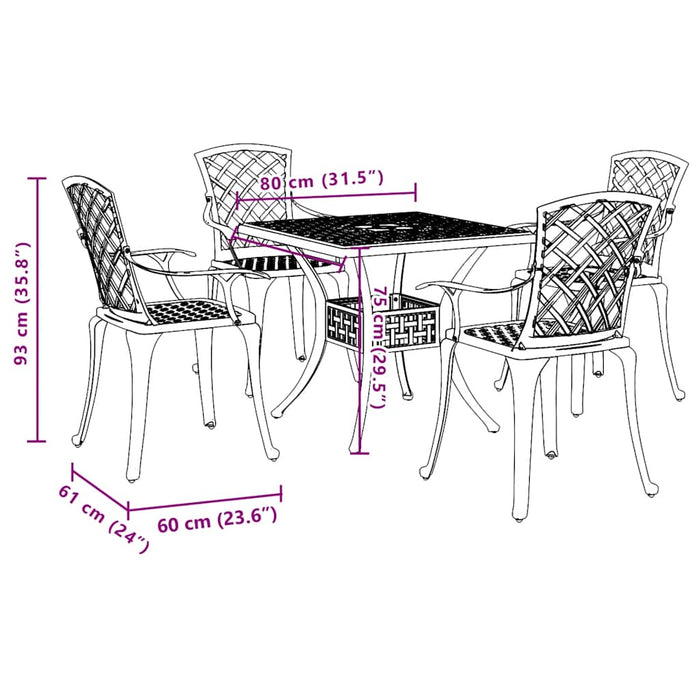 Set mobilier de grădină, 5 piese, negru, aluminiu turnat - WALTI WALTI