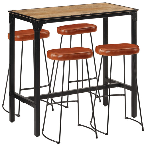 Set de bar, 5 piese, lemn masiv de mango brut și metal - WALTI WALTI