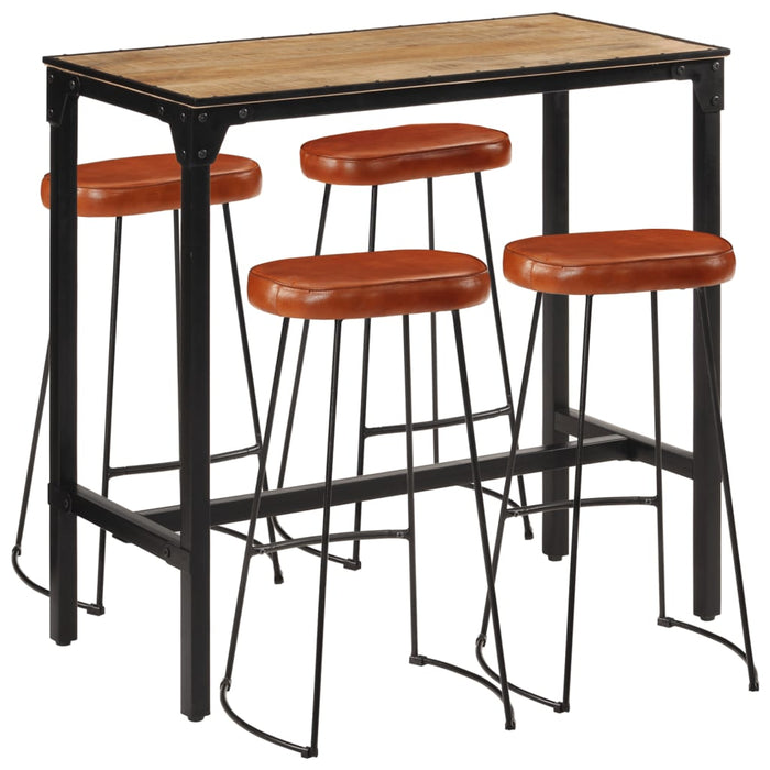 Set de bar, 5 piese, lemn masiv de mango brut și metal - WALTI WALTI