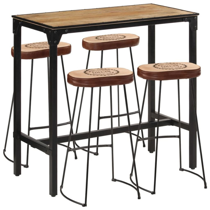 Set de bar, 5 piese, lemn masiv de mango brut și metal - WALTI WALTI