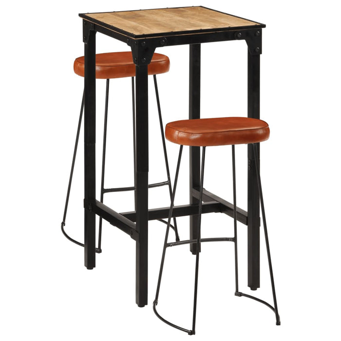Set de bar, 3 piese, lemn masiv de mango brut și metal - WALTI WALTI