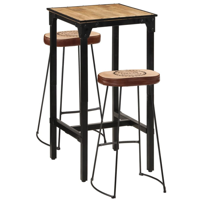 Set de bar, 3 piese, lemn masiv de mango brut și metal - WALTI WALTI